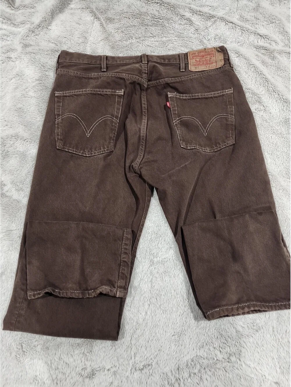 Vintage Men's Y2K Grey Levi's Button Fly 501 Jeans Straight Sz 38x34